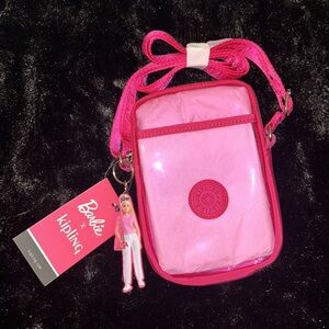 Kipling X Barbie Pink Transparent Crossbody Bag and Bag Charm Keychain NEW!